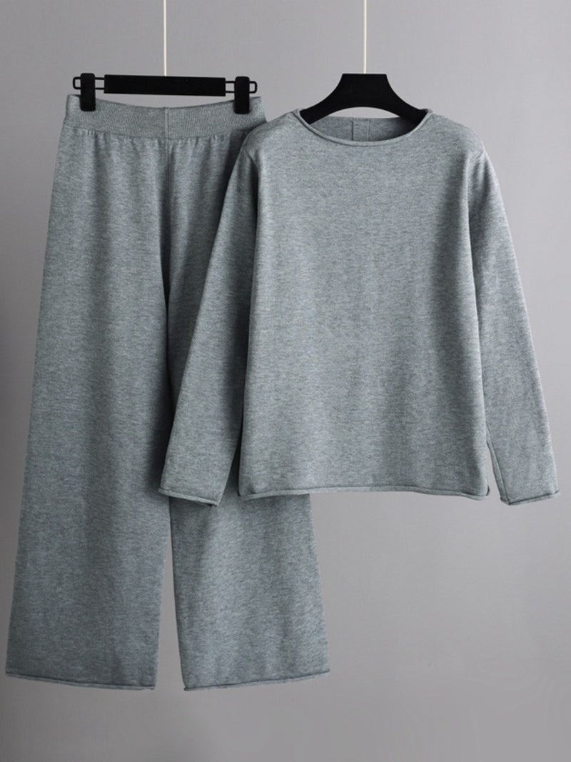 Hazel Blues® |  Basic Bae Rolled Round Neck Top and Pants Sweater Set