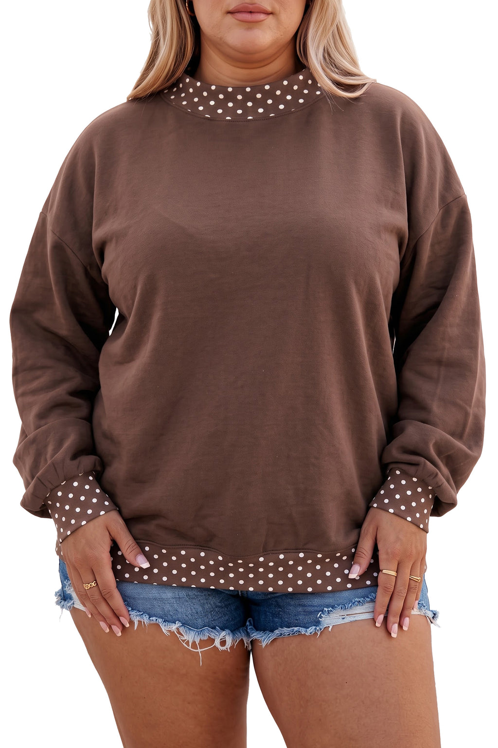 Ivy Taylor Brown Polka Dot Sweatshirt