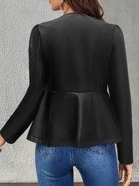 Hazel Blues® |  Peplum Zip Up Long Sleeve Jacket