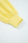 Hazel Blues® |  Yellow Cream Drop Shoulder Puff Sleeve Crop Pullover Drawstring Wide Leg Pants Set