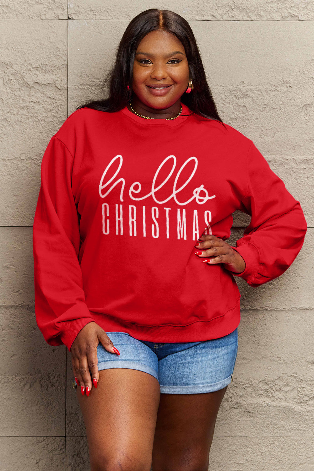 Hazel Blues® |  HELLO CHRISTMAS Long Sleeve Sweatshirt