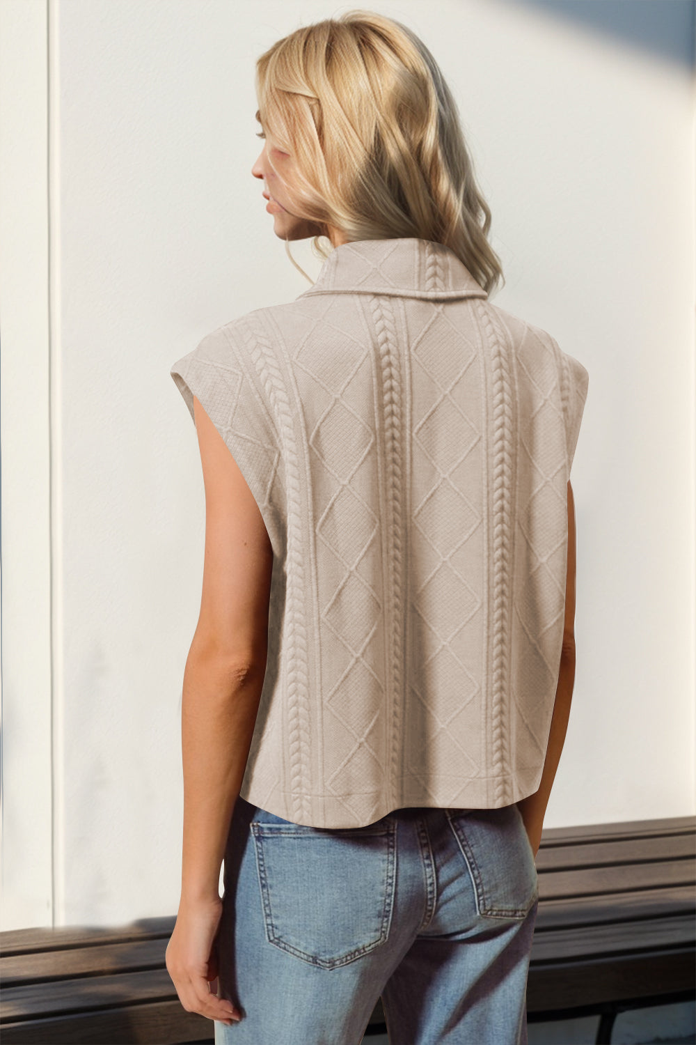 Hazel Blues® |  Double Take Snap Down Texture Crop Vest