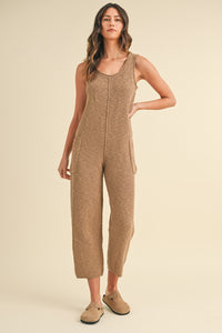 Hazel Blues® |  MABLE Sleeveless Knit Crop Jumpsuit with Pockets