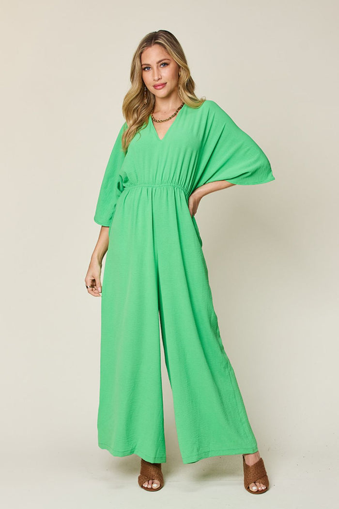 Hazel Blues® | Double Take Half Sleeve Wide Leg Jumpsuit