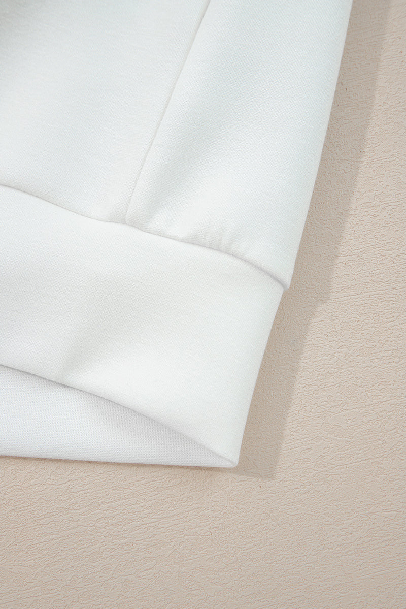 White Solid Color Zip-Up Knit Puff-Sleeve Jacket – Hazel Blues®