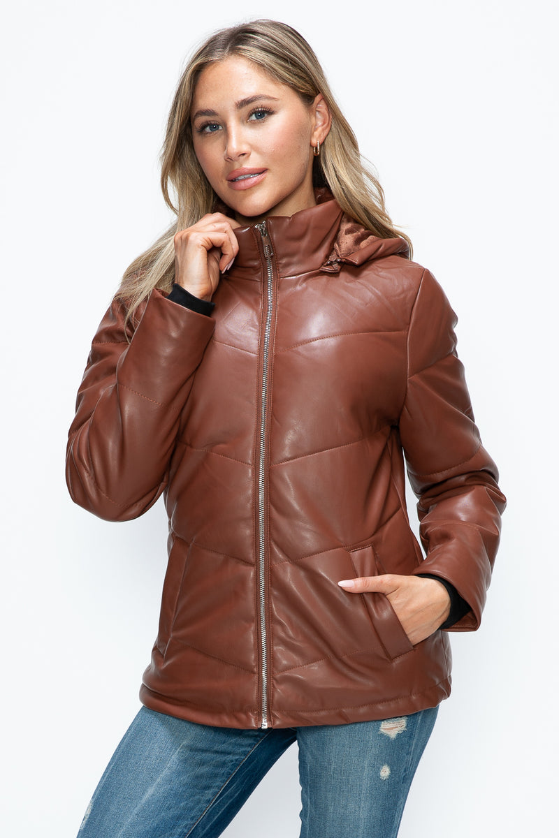 Hazel Blues® |  How Dare U Pocketed Zip Up Puffer Jacket with Removable Hood