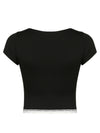Hazel Blues® |  Lace Detail Sweetheart Neck Short Sleeve T-Shirt