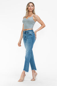 Hazel Blues® |  bytos Raw Hem Distressed Mid Rise Crop Jeans