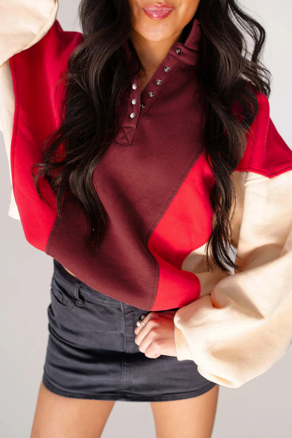 Georgia Faith Red Color-Block Sweatshirt
