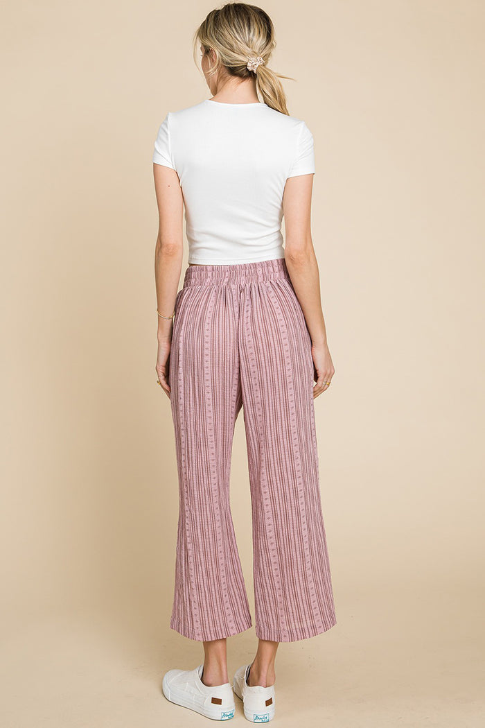 Hazel Blues® |  Cotton Bleu by Nu Lab Striped Elastic Waist Wide Leg Pants