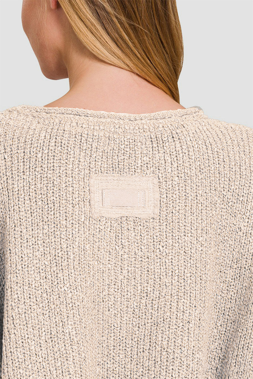 Hazel Blues® |  Zenana Notched Side Slit Patch Sweater