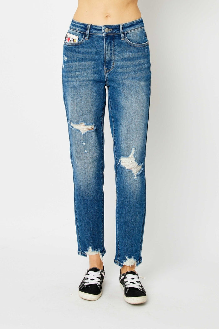 Hazel Blues® |  Judy Blue Distressed Slim Jeans