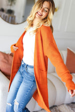 Hazel Blues® |  Haptics Stripe Textured Open Front Cardigan with Pockets