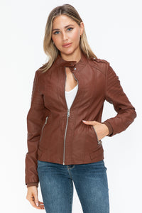 Hazel Blues® |  Snobbish PU Leather Biker Jacket with Side Zip Pockets