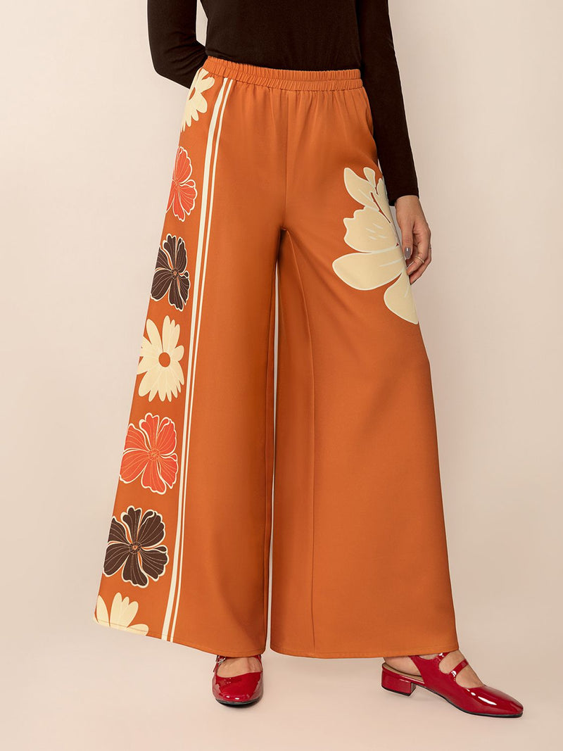 Hazel Blues® |  Printed Elastic Waist Wide Leg Pants