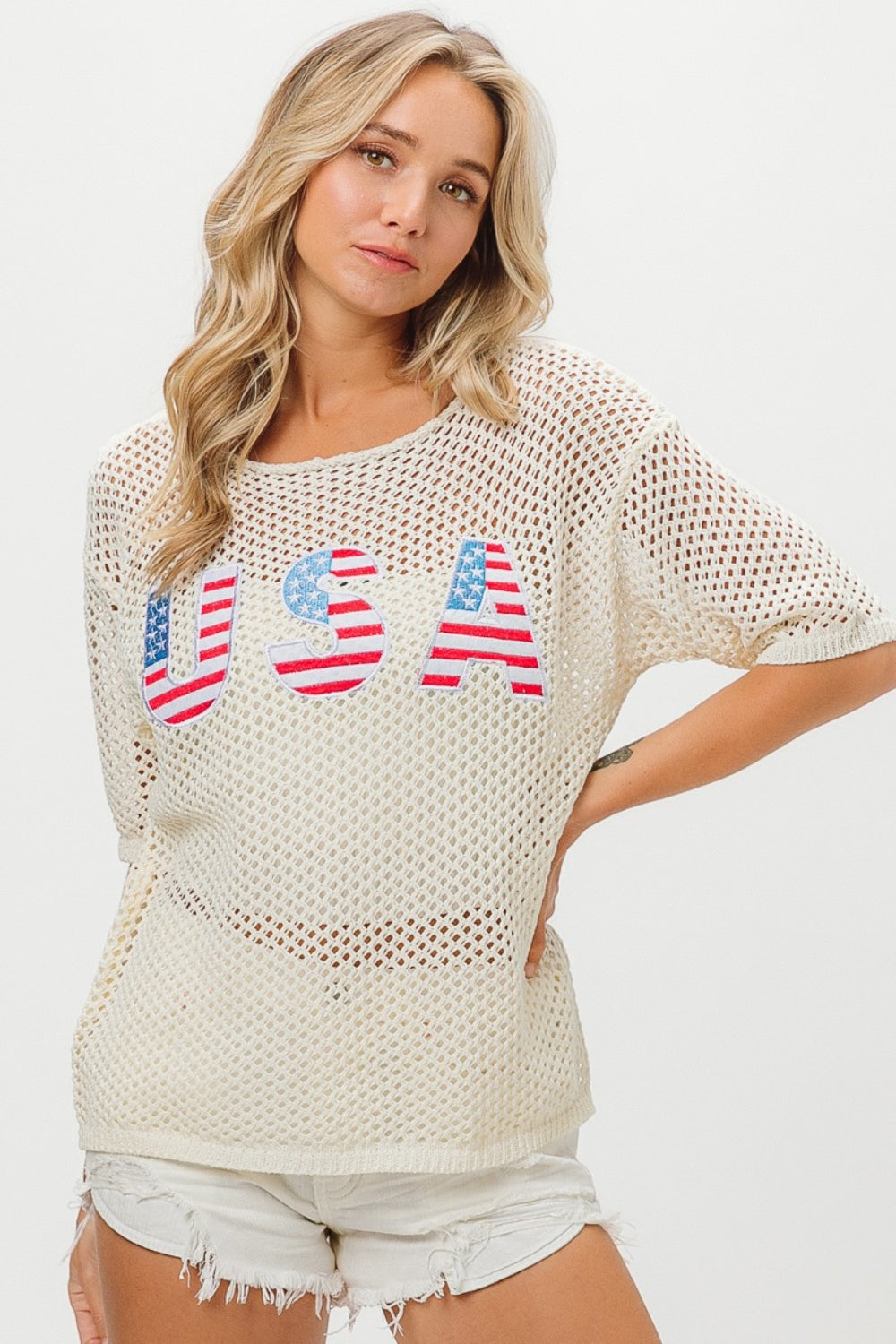 Hazel Blues® |  BiBi US Flag Theme Knit Cover Up