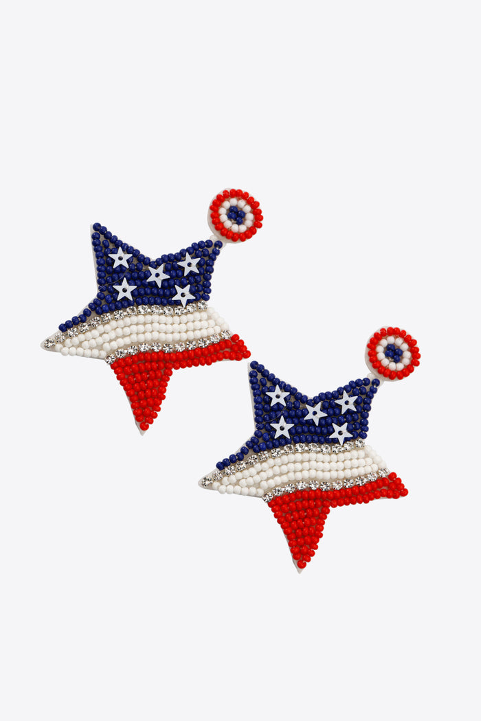 Hazel Blues® |  US Flag Beaded Star Earrings