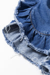 Hazel Blues® |  Ruffled Raw Hem Half Sleeve Denim Top