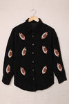 Hazel Blues® |  Sequin Football Button Up Long Sleeve Jacket