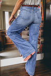 Hazel Blues® |  Beau Blue Tailored Center Seam Detail Straight Loose High Rise Jeans