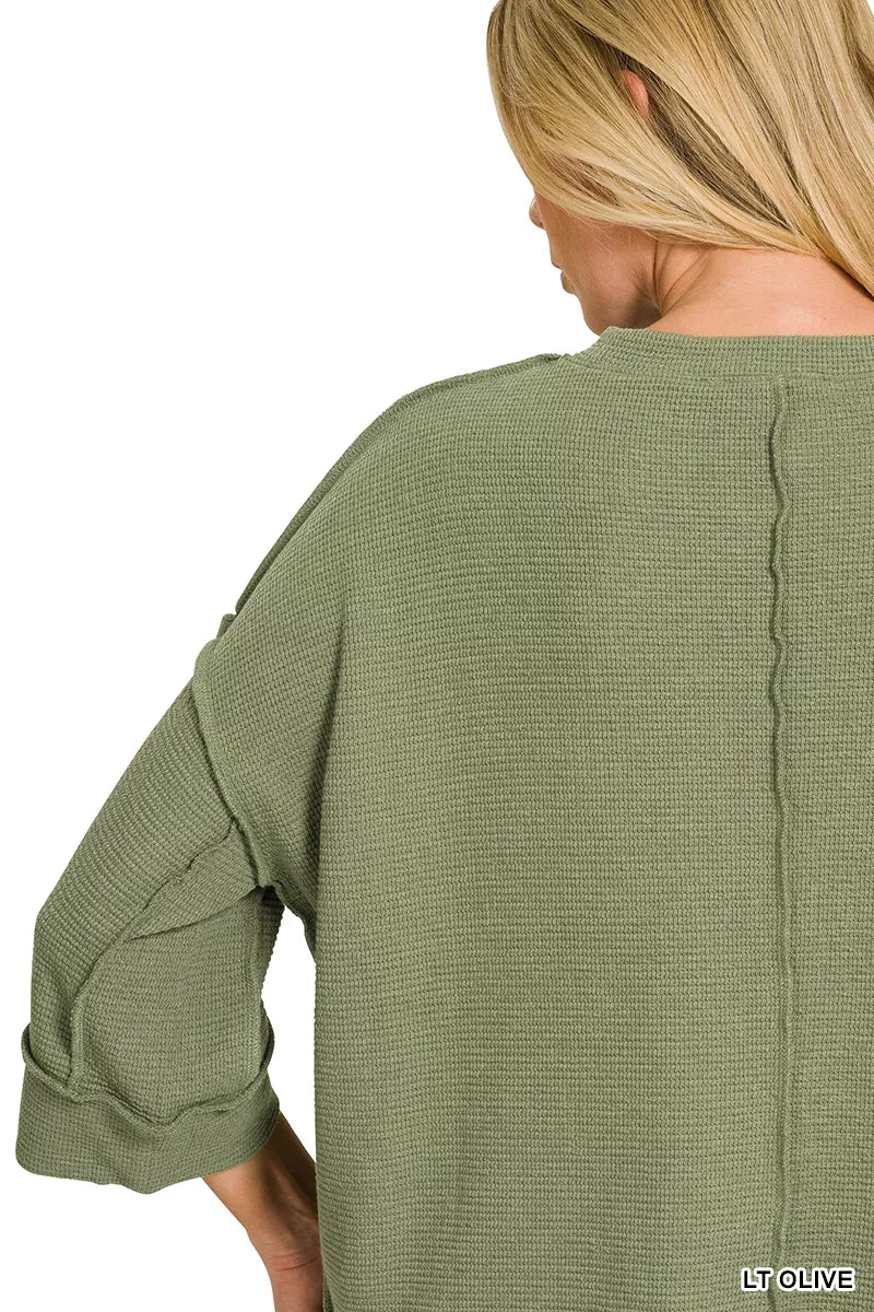 Hazel Blues® | Zenana Double Knit 3/4 Sleeve Top