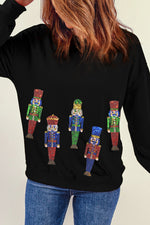 Hazel Blues® |  Black Sequined Nutcracker Doll Graphic Sweatshirt