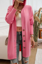 Hazel Blues® |  Button Up Long Sleeve Hooded Cardigan