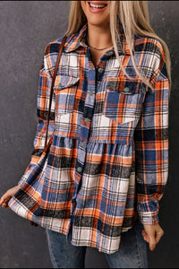 Hazel Blues® |  Plaid Collared Neck Long Sleeve Shirt