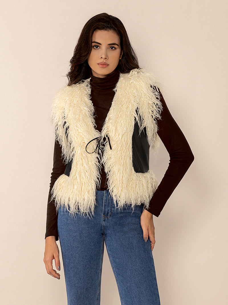 Hazel Blues® |  Tied Fringe Contrast Vest