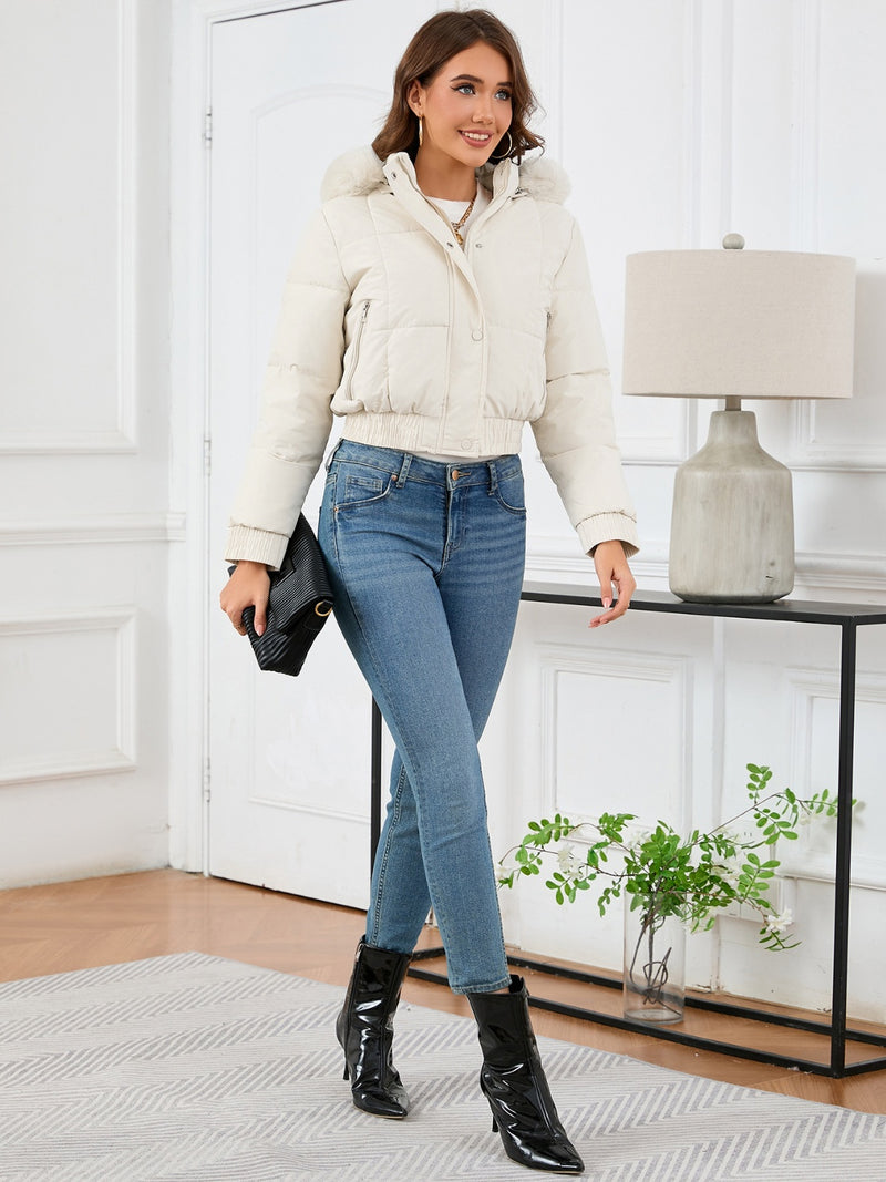 Hazel Blues® |  Pocketed Long Sleeve Cropped Hooded Winter Coat
