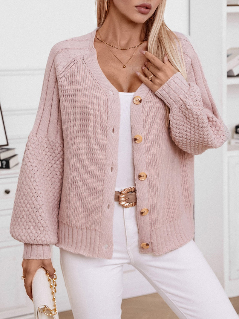 Hazel Blues® |  V-Neck Button Up Raglan Sleeve Cardigan