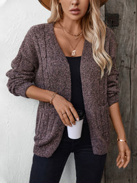 Hazel Blues® |  Cable-Knit Open Front Long Sleeve Cardigan