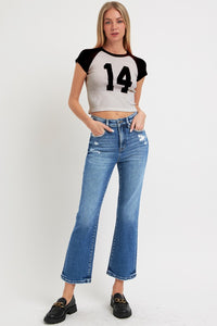 Hazel Blues® |  RISEN Tummy Control High Rise Crop Bootcut Jeans