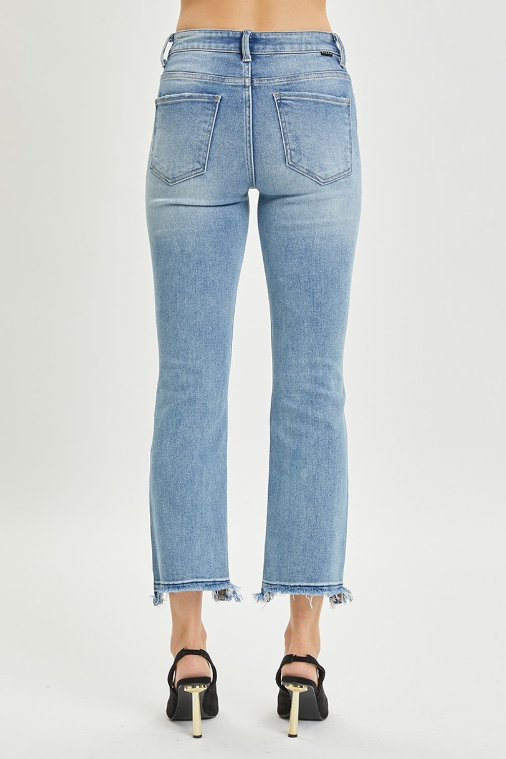 Hazel Blues® |  RISEN High Rise Distressed Cropped Straight Jeans