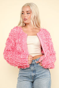 Hazel Blues® |  VERY J Shaggy Yarn Knit Zip Up Jacket