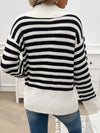 Hazel Blues® |  Striped Collared Neck Long Sleeve Sweater