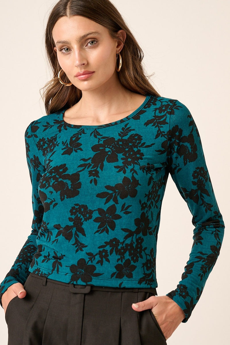 Hazel Blues® |  Mittoshop Flower Print Long Sleeve Knit Top