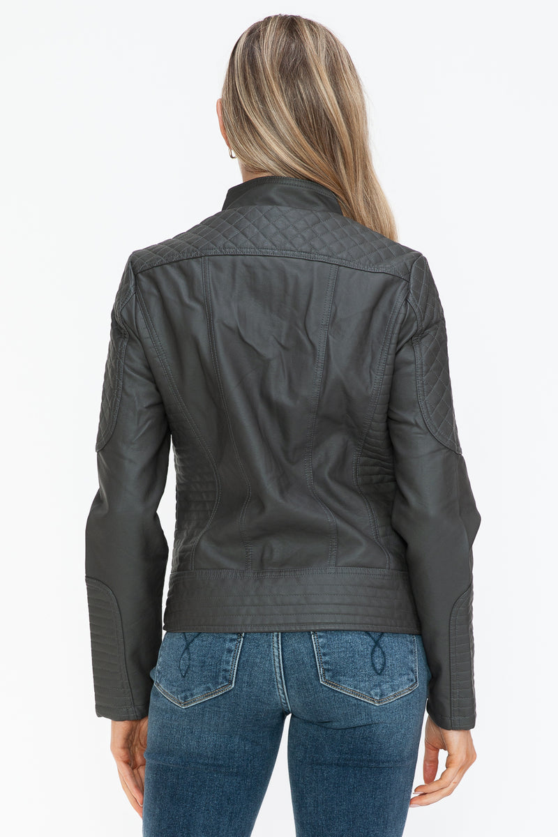 Hazel Blues® |  Snobbish Faux Leather Zip Up Mock Neck Jacket