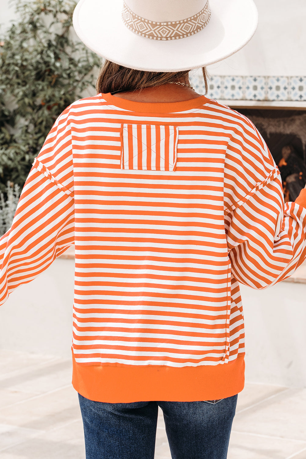 Exposed Seam Drop Shoulder Casual Pullover Top