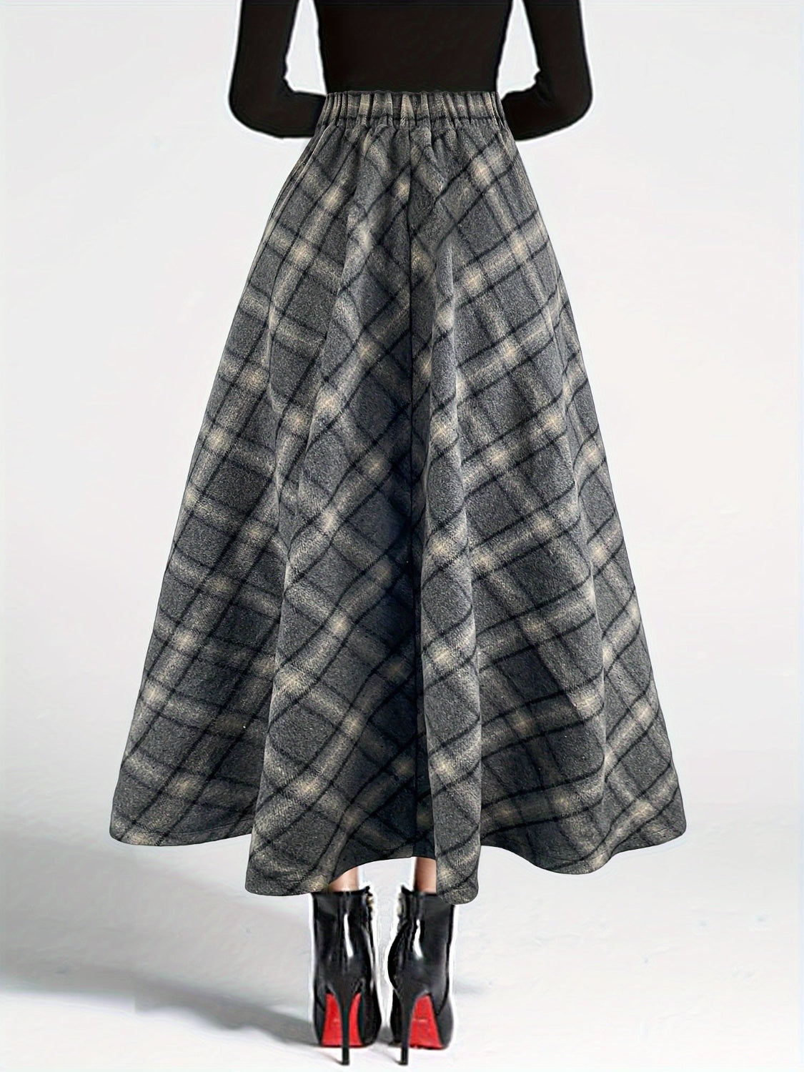 Hazel Blues® |  Plaid Elastic Waist Midi Skirt