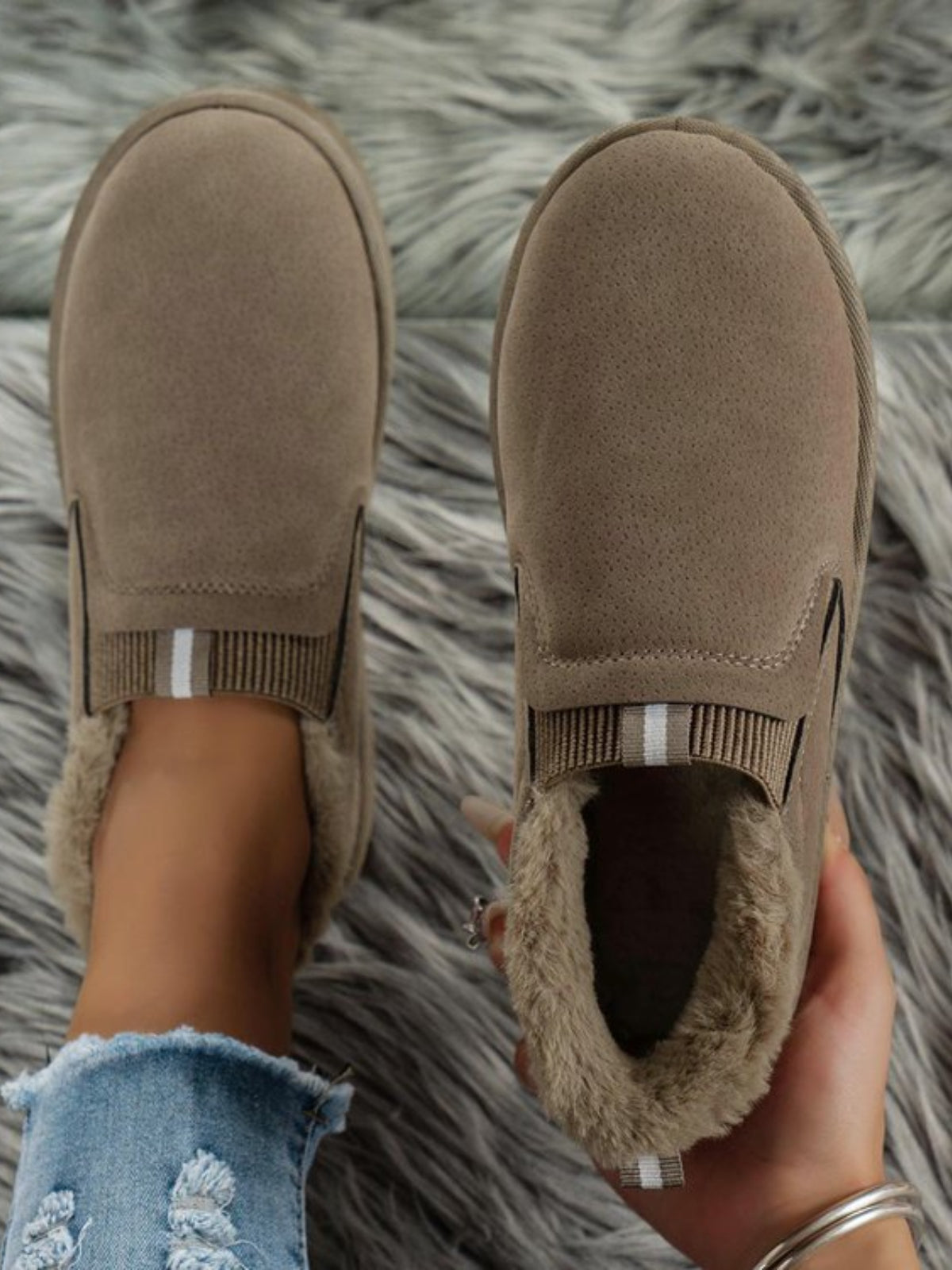 Hazel Blues® |  Faux Fur Suede Round Toe Booties