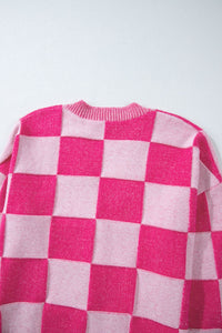 Hazel Blues® |  Checkered V-Neck Long Sleeve Cardigan