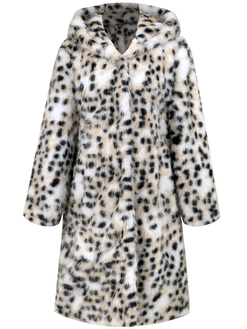 Hazel Blues® |  Thermal Leopard Faux Fur Hooded Outerwear