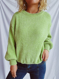 Hazel Blues® |  Round Neck Dropped Shoulder Long Sleeve Sweater