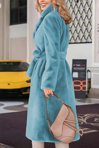 Hazel Blues® |  Fuzzy Tied Collared Neck Coat