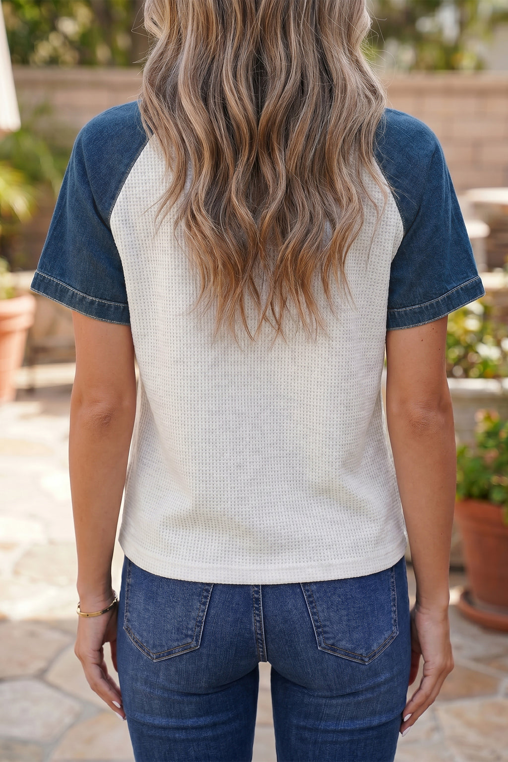 Indie Ruth Color-Block Textured T-Shirt