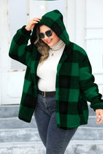 Hazel Blues® | Plaid Button Up Hooded Jacket