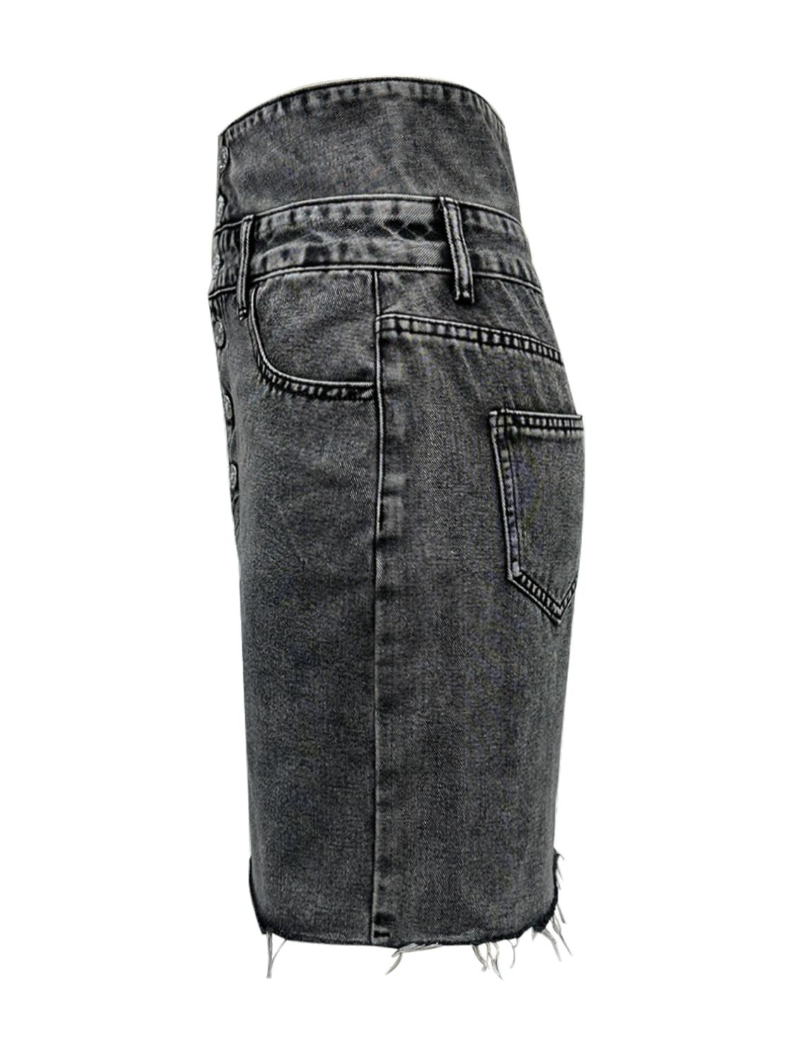 Hazel Blues® |  Raw Hem High Waist Denim Skirt