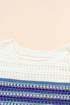 Hazel Blues® |  Leopard Striped Round Neck Crochet Knit Top