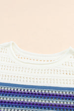 Hazel Blues® |  Leopard Striped Round Neck Crochet Knit Top